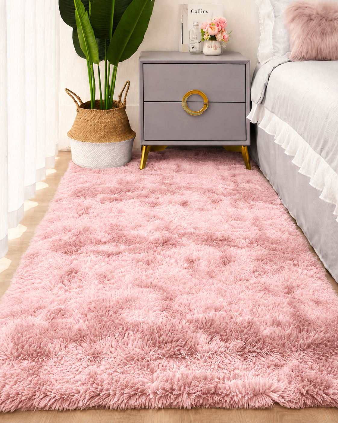 Soft Tie Dye Plush Area Rug for Bedroom & Living Room