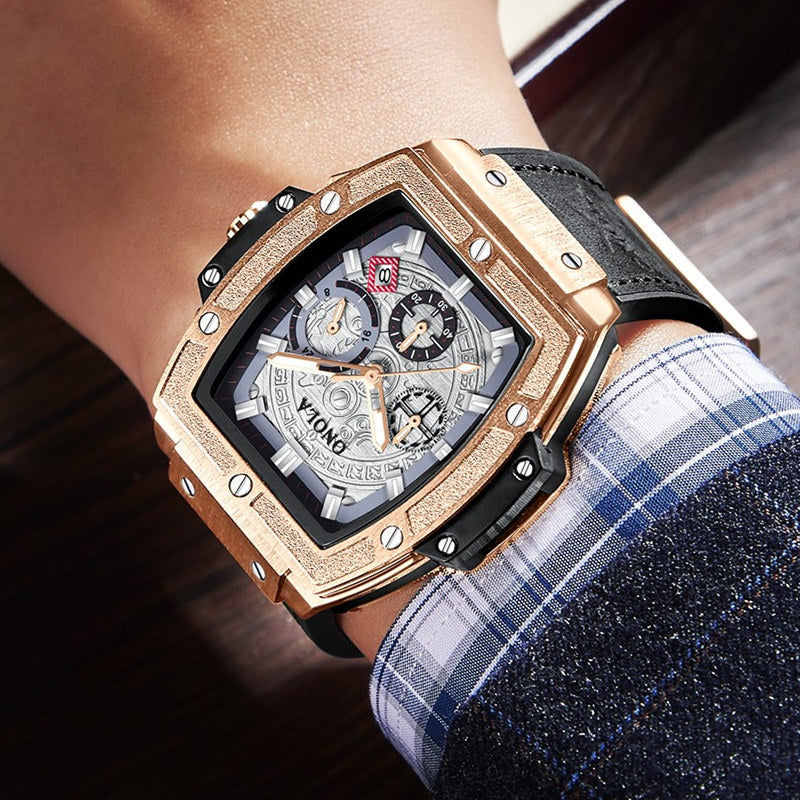Men's Waterproof Leather Quartz Watch | 46mm | 30M Rated