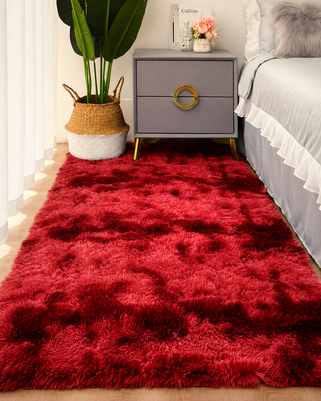 Soft Tie Dye Plush Area Rug for Bedroom & Living Room