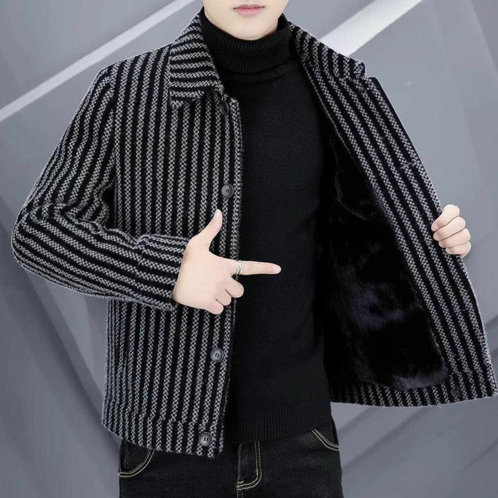 Arctic Stripes Men’s Woolen Coat