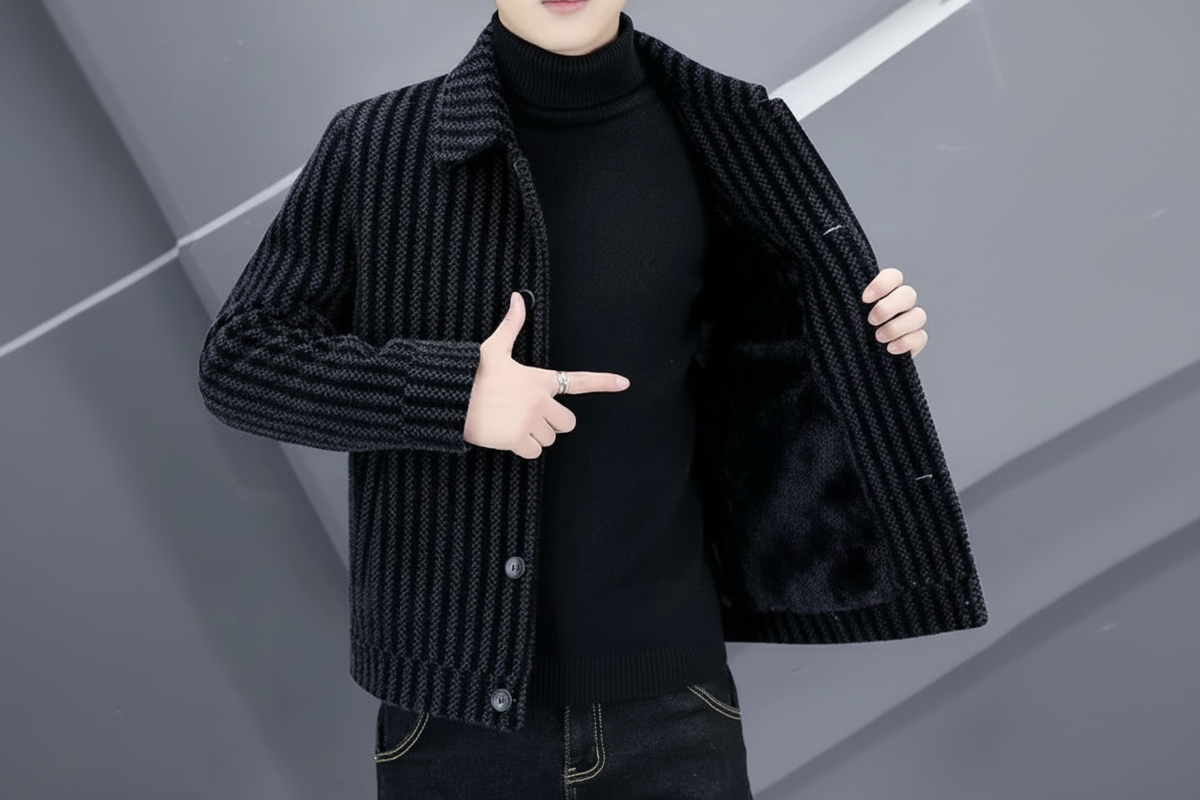 Arctic Stripes Men’s Woolen Coat