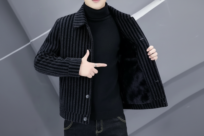 Arctic Stripes Men’s Woolen Coat