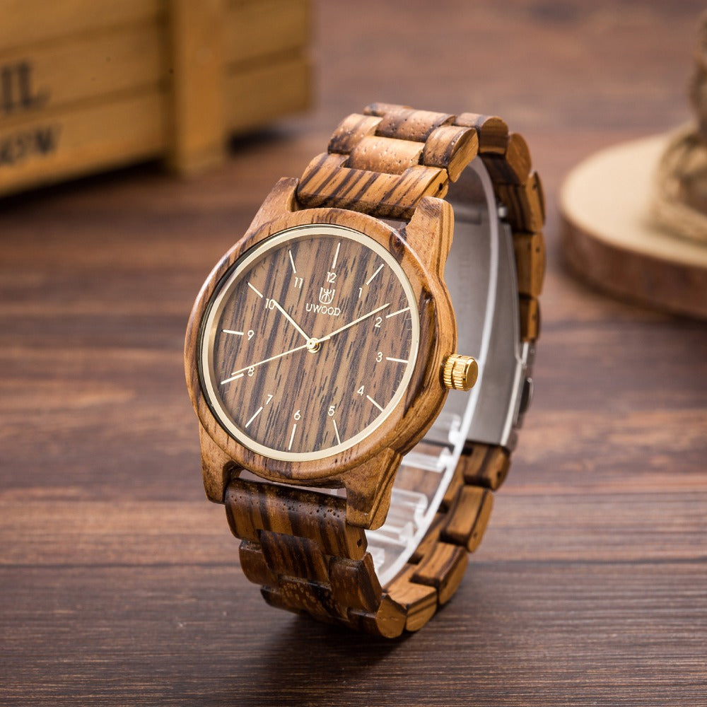 Men's Wooden Quartz Watch | Walnut & Zebra Wood