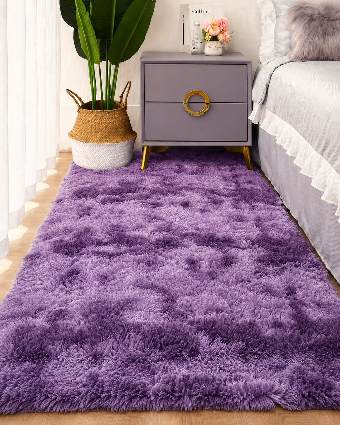 Soft Tie Dye Plush Area Rug for Bedroom & Living Room
