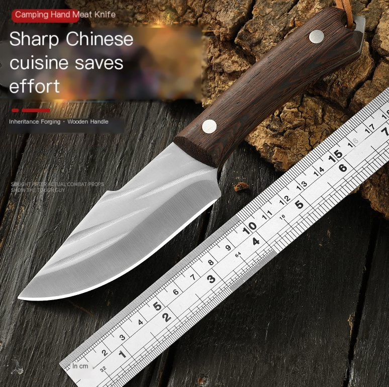 Portable Stainless Steel Meat Knife for Outdoor Use