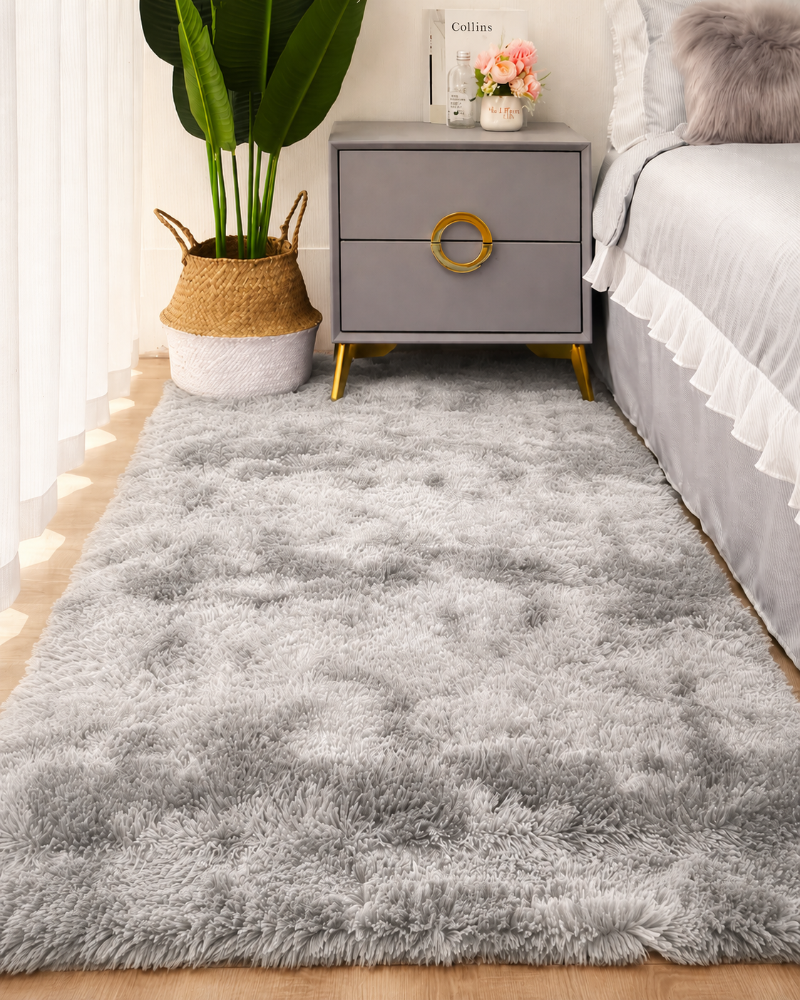 Soft Tie Dye Plush Area Rug for Bedroom & Living Room