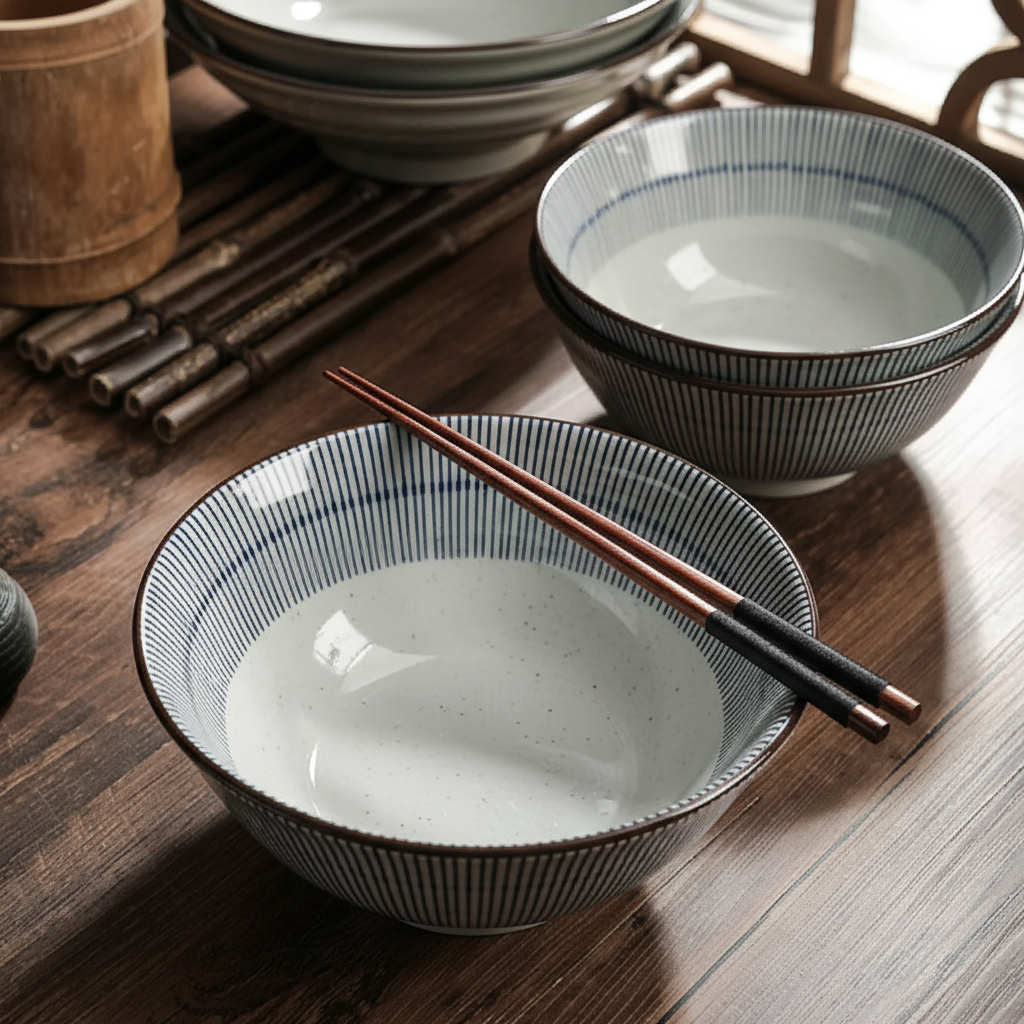 Large Japanese Ceramic Ramen Bowl for Commercial Use