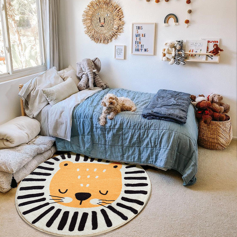 Cute Cartoon Round Rug for Kids' Room and Living Room
