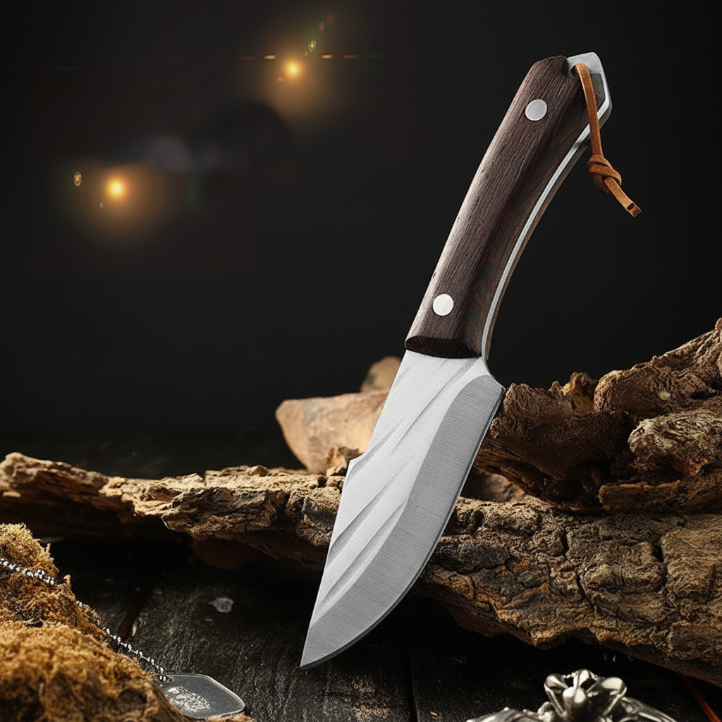 Portable Stainless Steel Meat Knife for Outdoor Use