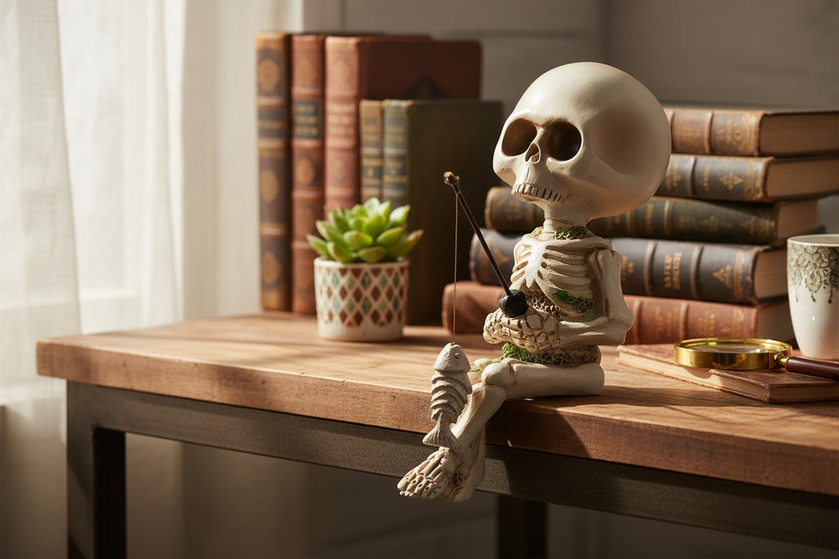 Skeleton Skull Aquarium & Reptile Tank Decoration | Gothic Resin Fish Tank Decor